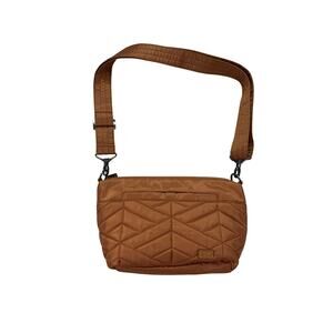 Lug Flare Crossbody Bag Womens Brown Quilted Adjustable Strap Organizer Purse